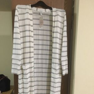 NWT Allison Joy Long Striped Cardigan- White/Black